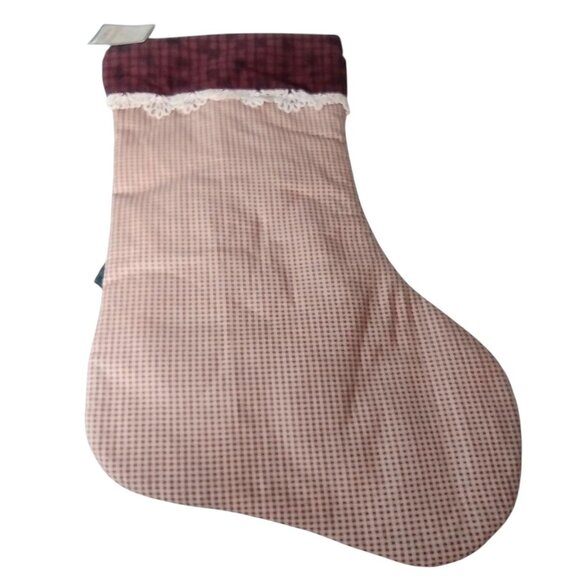 Quilted Treasures Folk Art Christmas Stocking Vtg Mrs Santa Baby Button Holiday - Picture 4 of 6